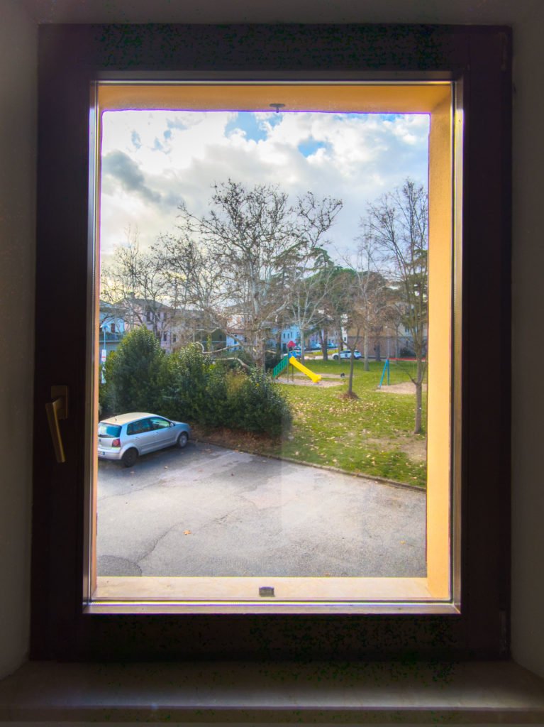 Window to see parking and public park